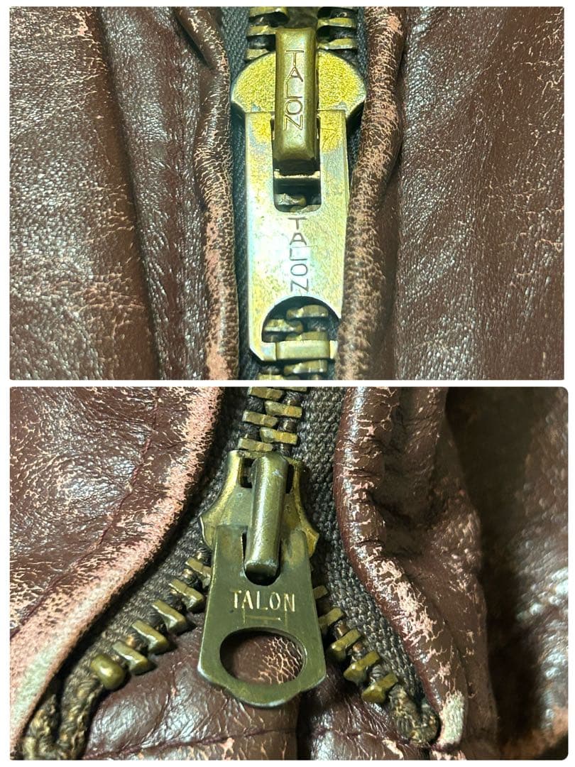襤褸 60s70s USA製 TALONジップ レザー ジャケット ブラウンXL