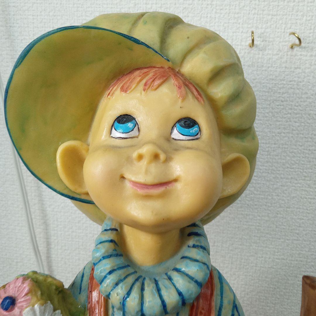 レトロ女の子と男の子の置物イタリア製未清掃