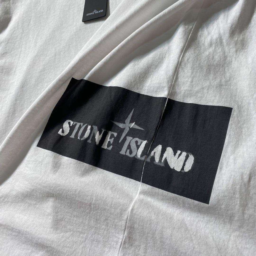 【新品未使用】ストーンアイランド　Tシャツ　プリント　ボックスロゴ　タグ付き　L