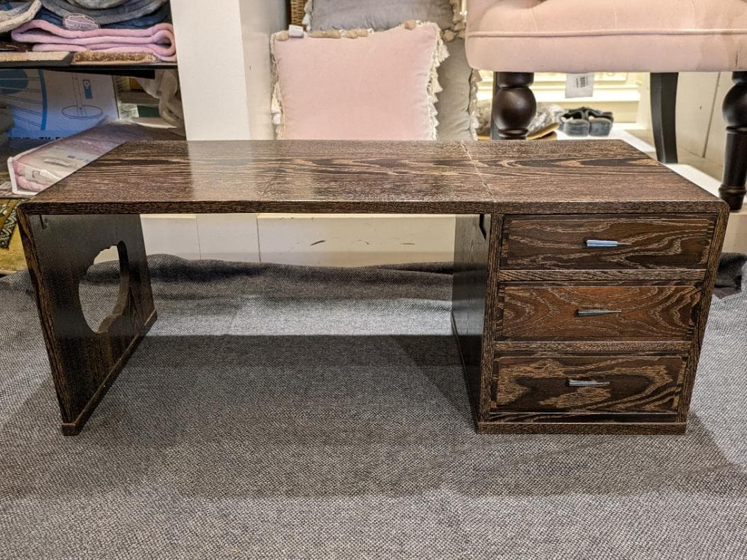 折り畳み式 文机 座机 引き出し 3段 小物入れ 和家具 木製 書斎机 古民具