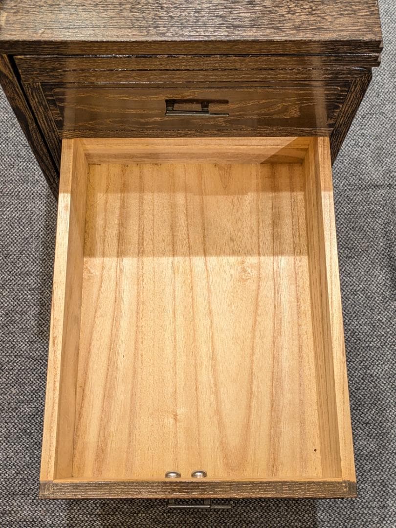 折り畳み式 文机 座机 引き出し 3段 小物入れ 和家具 木製 書斎机 古民具