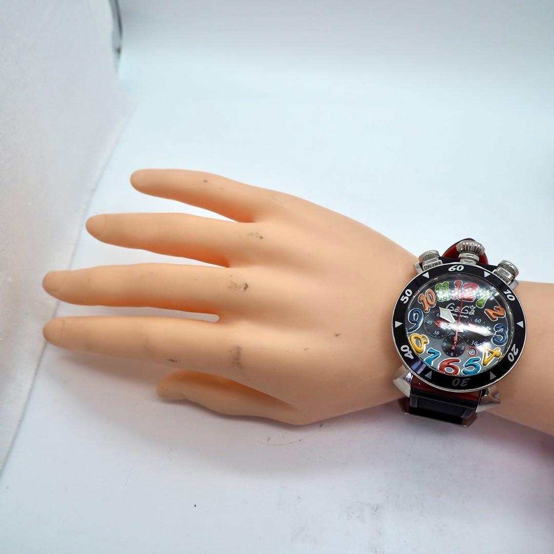 366 稼働 ガガミラノ マヌアーレ48 クロノグラフ メンズ 時計 ブラック