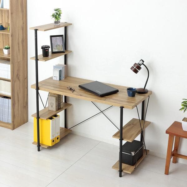 らくらく組立　ラックデスク　幅120　多機能　棚付き　収納力　机