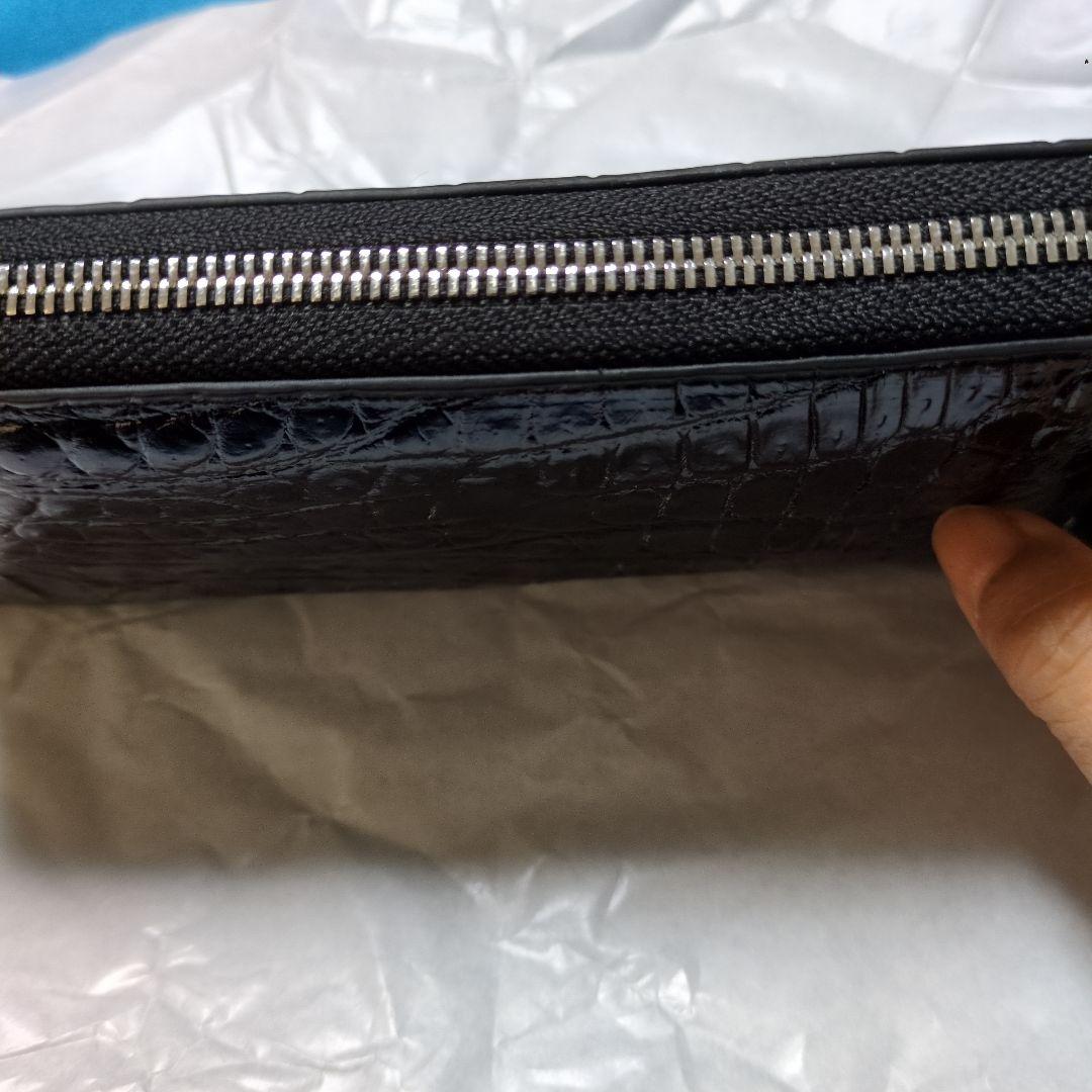 クロコダイル　一枚革　長財布　ダークブルー　未使用