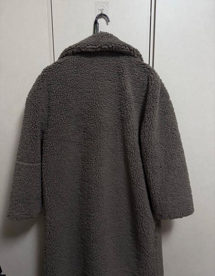 ZARA Teddy Bear テディベアコート風 ボアPコート グレー ロング