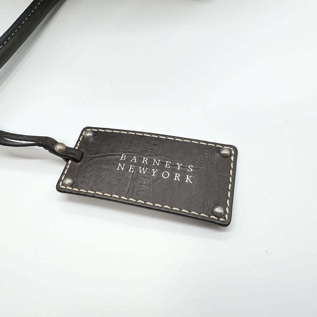 美品✨バーニーズニューヨーク　トートバッグ　クロコ型押し　レザー　濃茶　A4