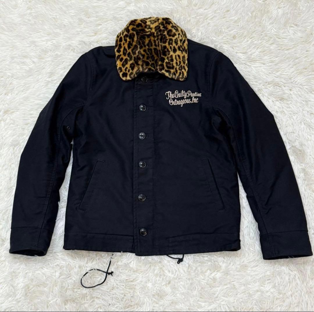 WACKO MARIA　ワコマリア　デッキジャケット　レオパード　M　黒