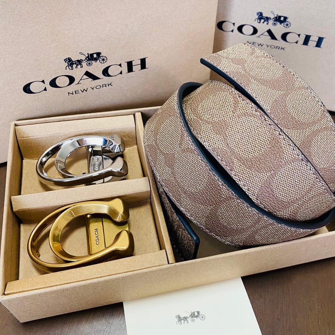 本日限定価格COACHコーチ新品正規品リバーシブルレザーベルト回転バックル