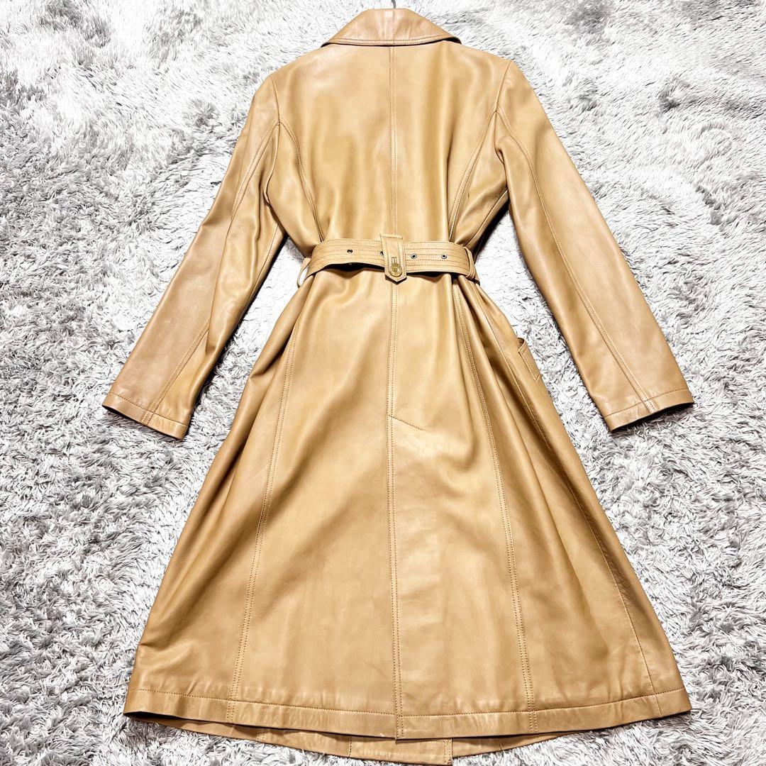バルマン　レディース　ラムレザー トレンチコート キャメル M相当 美品