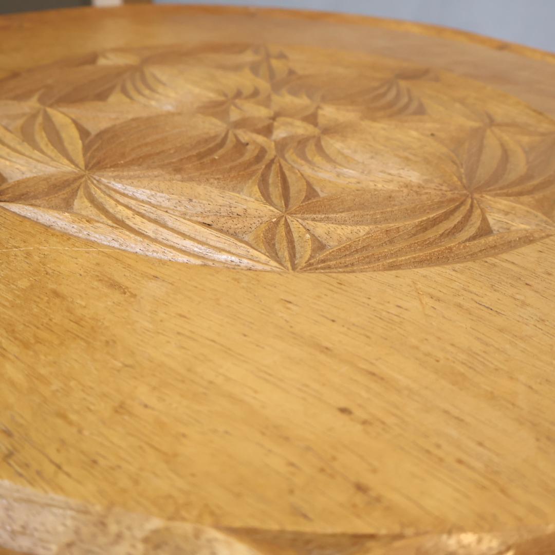 アンティーク調 サイドテーブル 知恵の輪 チップカービング 木彫りオリエンタル系