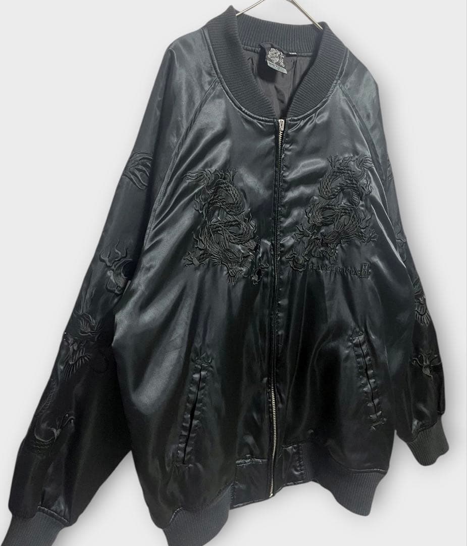 DOG TOWN オール ブラック 刺繍 ドラゴン 龍 竜 黒龍 スカジャン