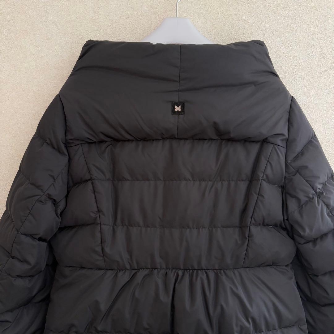 マックスマーラ　ノーカラー　ダウン　コート　ブラック