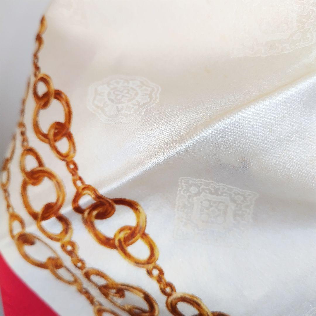 シャネル CHANEL 大判 スカーフ チェーン柄 シルク100%