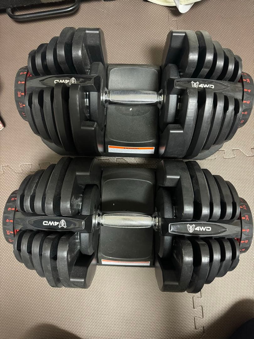 可変式ダンベル 38kg×2個セット　5秒で重量調節　4WD正規品