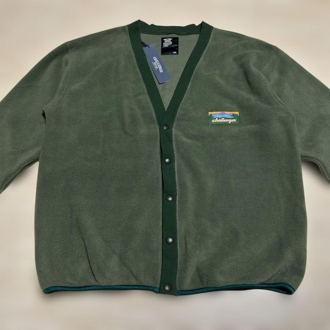 【新品・未使用品】CHALLENGER フリースカーディガン　オリーブ　L