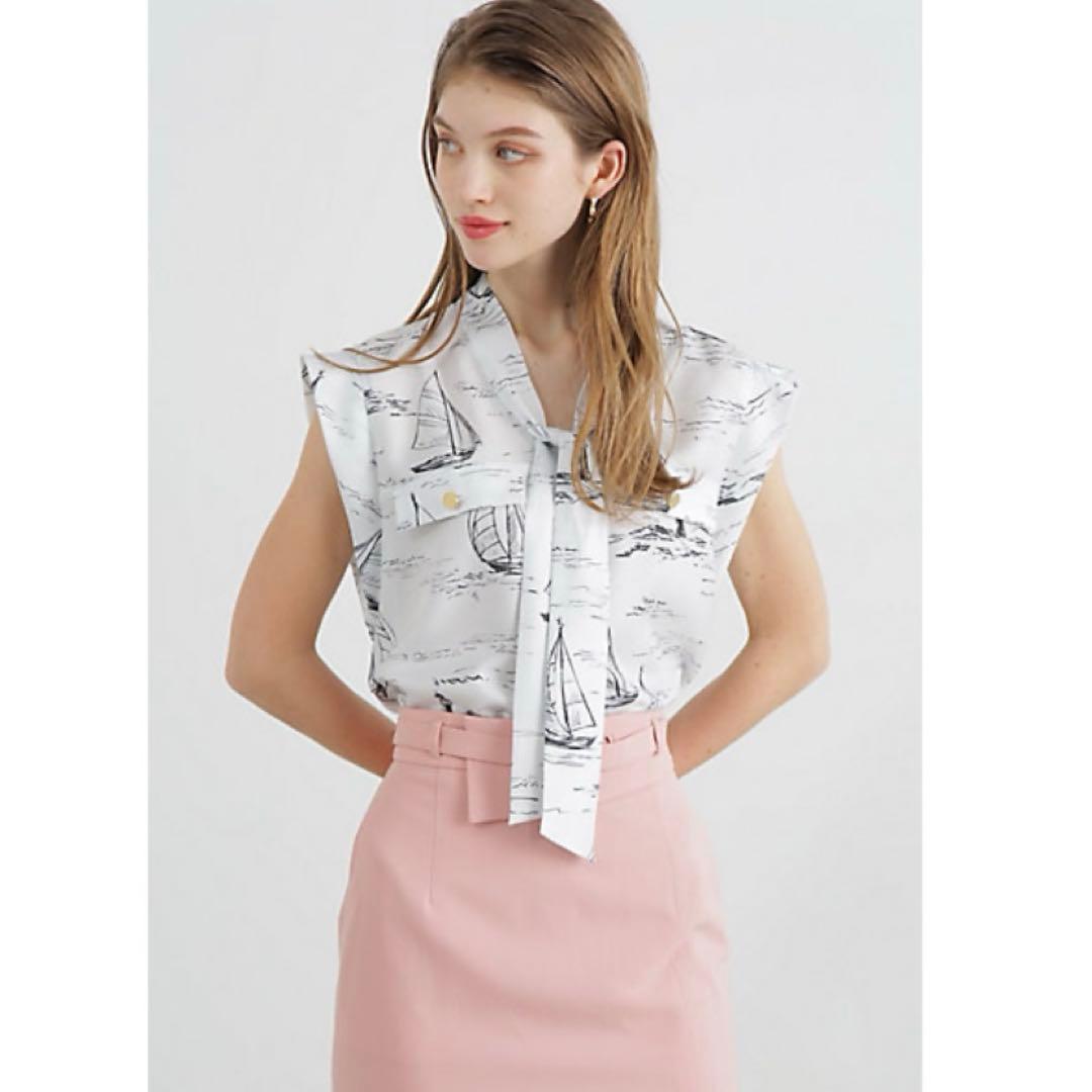 PINKY&DIANNE ヨットプリントボウタイブラウス