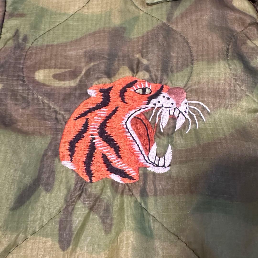 60s ベトジャン　迷彩　スカル　骸骨　スカジャン　刺繍　裏地なし　スーベニア