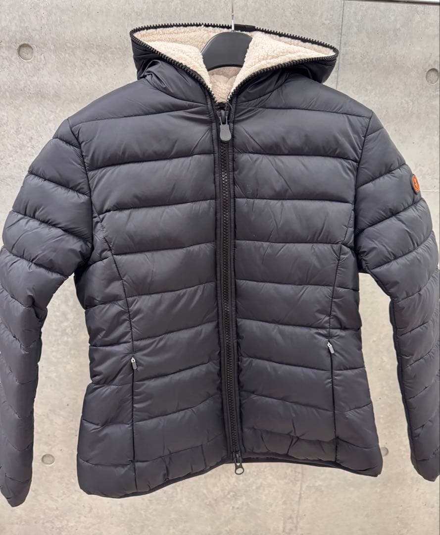 SAVE THE DUCK ボアフリース ブラックダウンジャケット1/Sサイズ