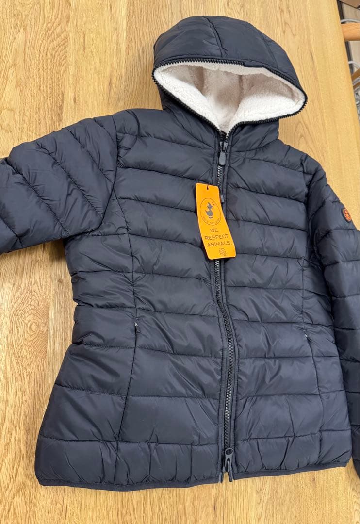 SAVE THE DUCK ボアフリース ブラックダウンジャケット1/Sサイズ