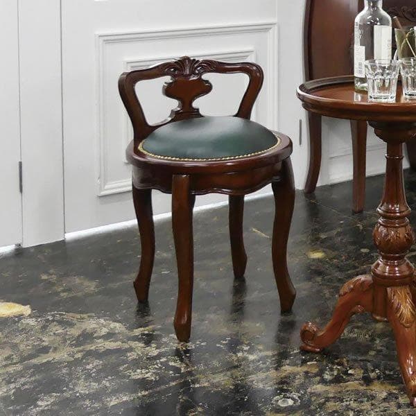 ヨーロピアン 背付き360度回転式ラウンドチェア ブラウン