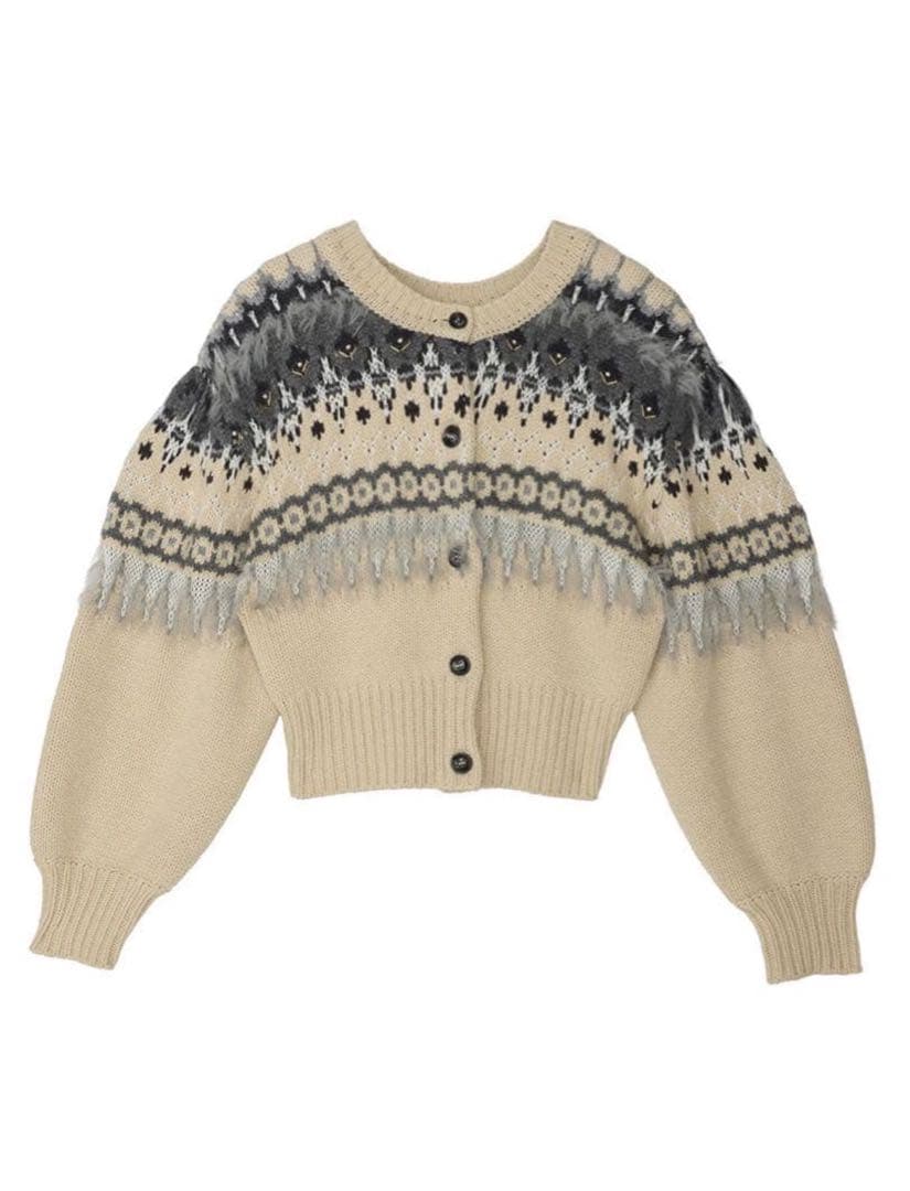 トップス AMERI UND 2WAY LADY NORDIC KNIT CARDIGAN