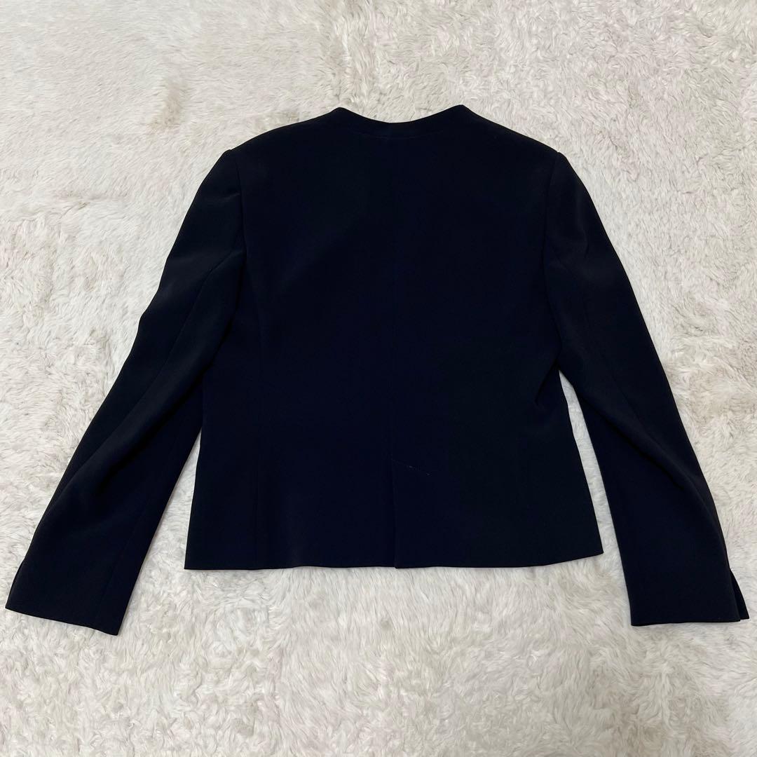 美品　未使用級　洗える　23区　ノーカラー ジャケット　パンツ　セットアップ　紺