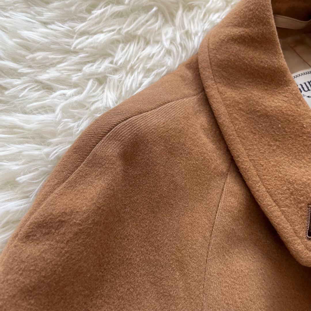 バーバリー　ステンカラーコート　ブラウン　カシミヤ　ウール　白タグ　ロングコート