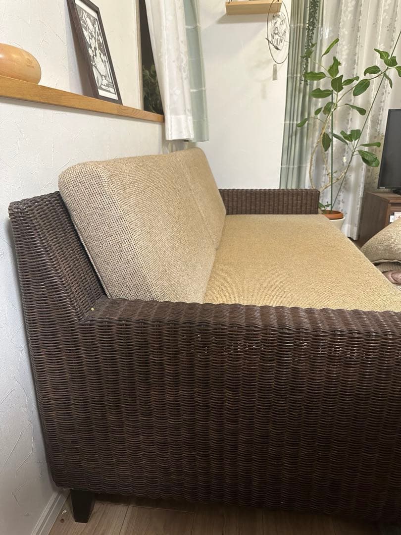 a.flat ラタンソファ　2.5人がけ