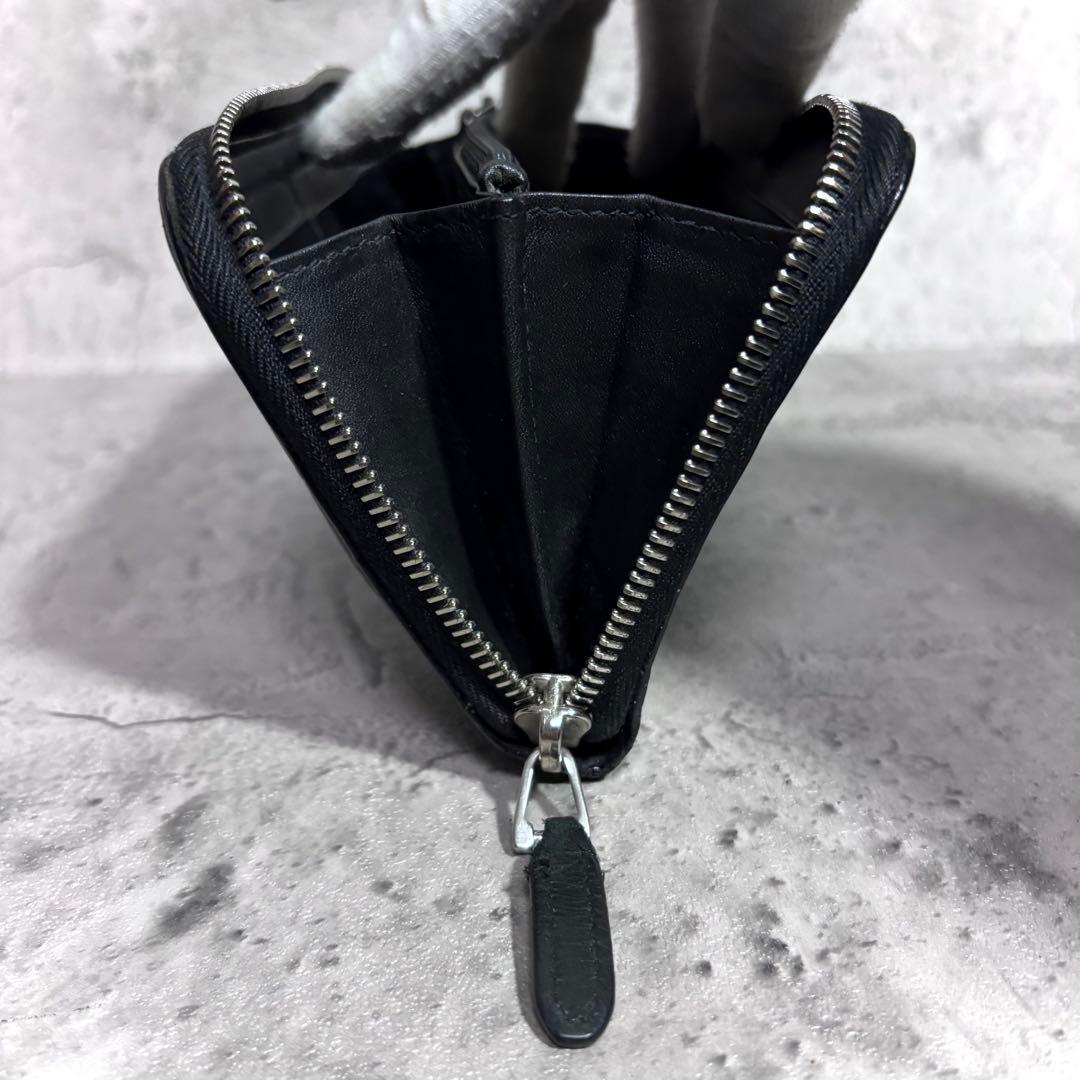 【箱付き！】GUCCI グッチ マイクログッチシマ ラウンド長財布 黒 ブラック