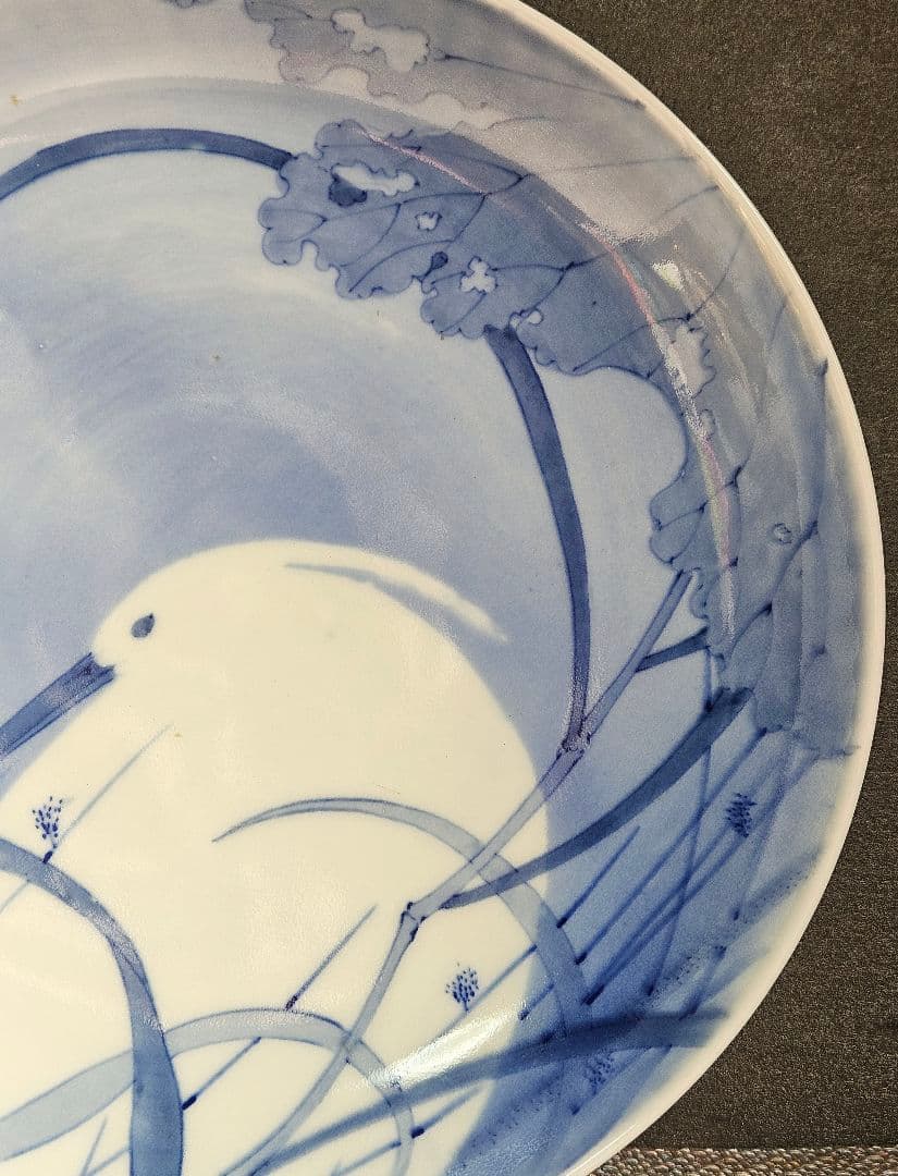 肥前官窯　香蘭社の前身　幕末明治期 米国里帰り品　年木庵製　鷺図　25.2cm皿