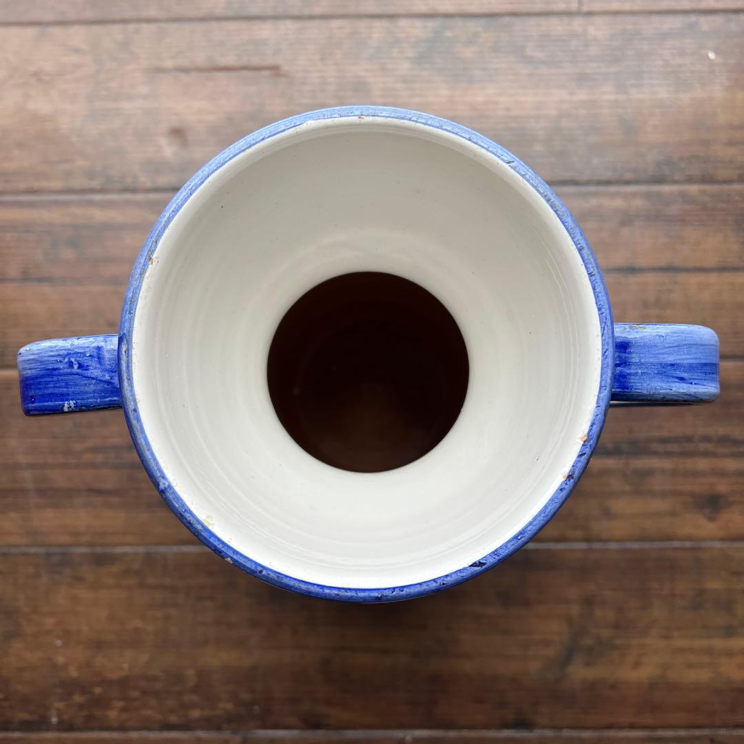 k238r124 イタリア製 手描きの花柄フラワーベース 水瓶 オブジェ