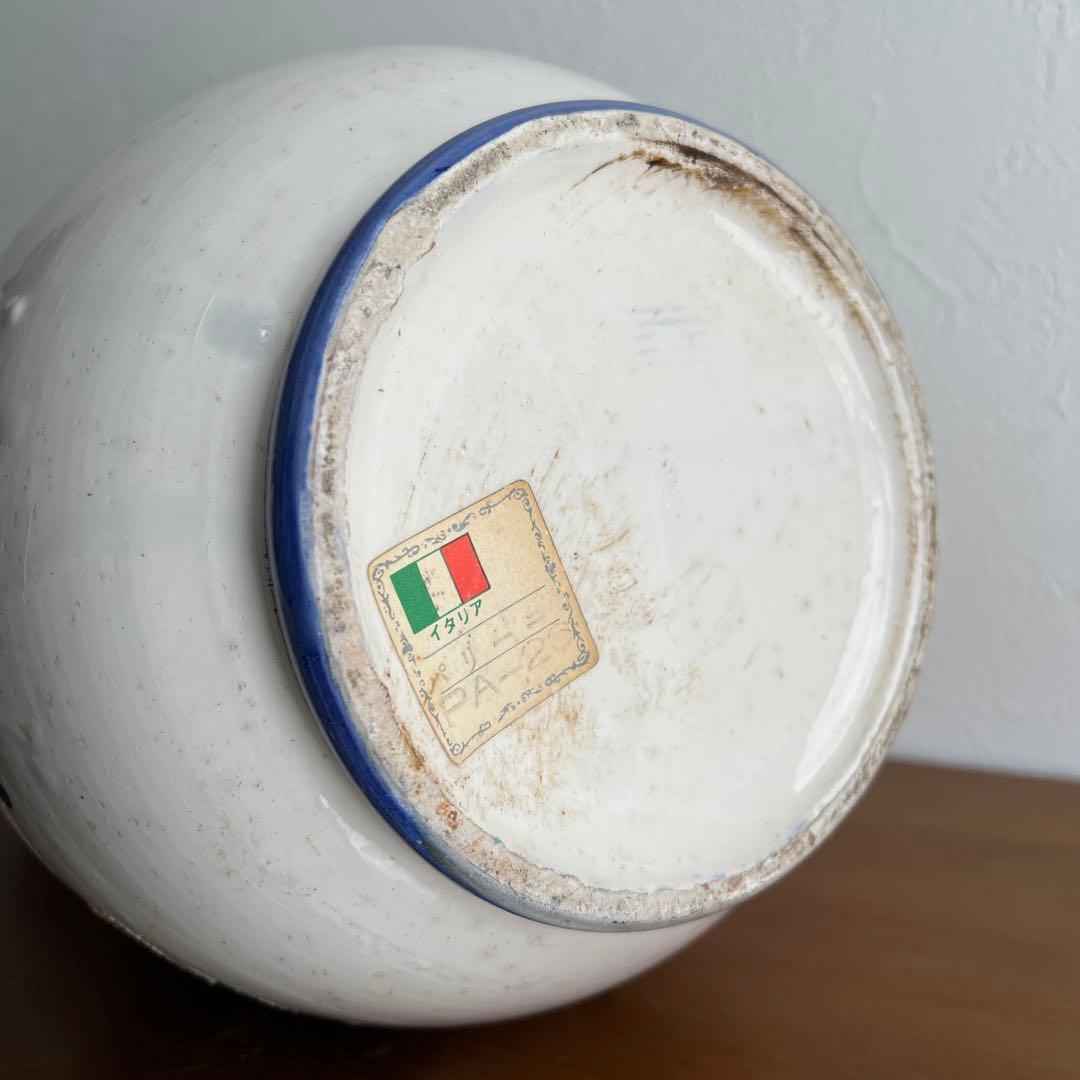 k238r124 イタリア製 手描きの花柄フラワーベース 水瓶 オブジェ