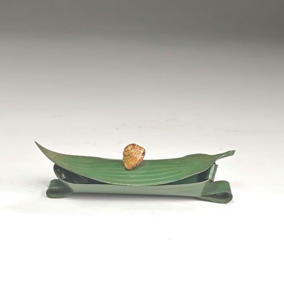 イ998 香合『中川正斉』『乾漆　竹笹かたつむり　香合　共箱』漆塗　茶道具