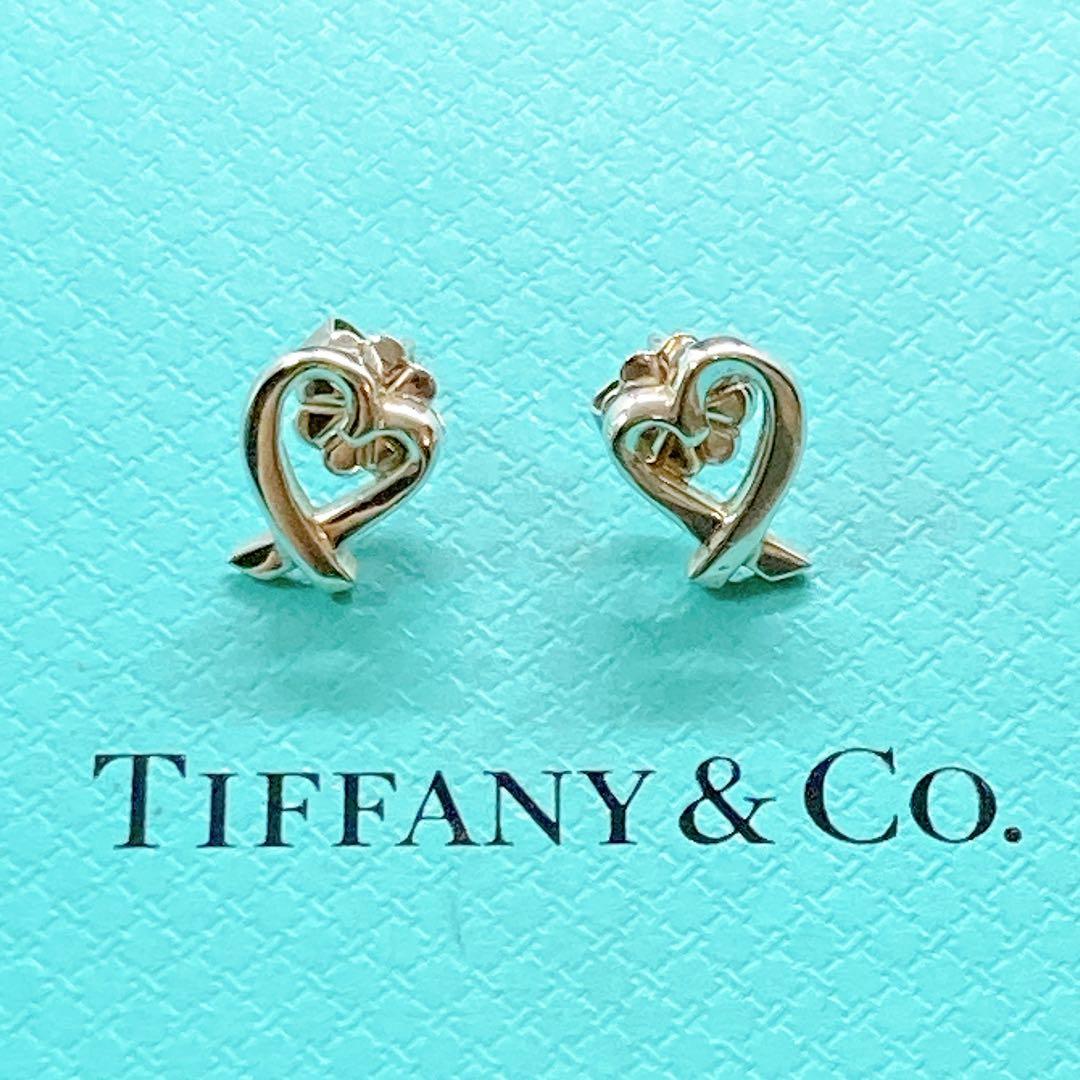 【美品】ティファニー ラビングハート ピアス 925 シルバー 両耳