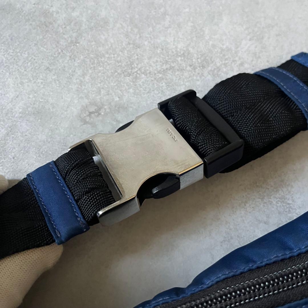 【人気】PRADA ウエストバッグ　2VL005 三角ロゴ　ブルー　ナイロン