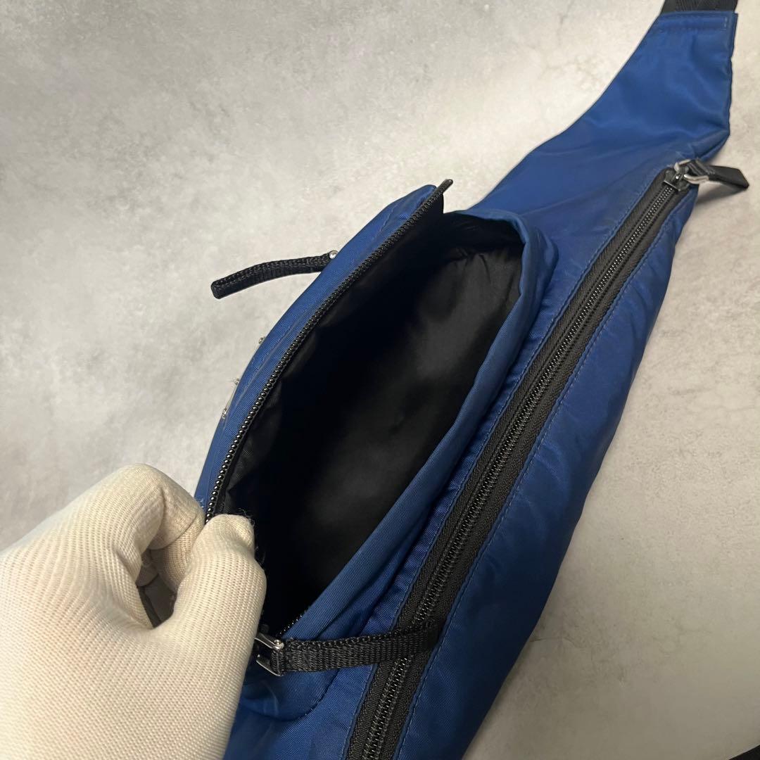 【人気】PRADA ウエストバッグ　2VL005 三角ロゴ　ブルー　ナイロン