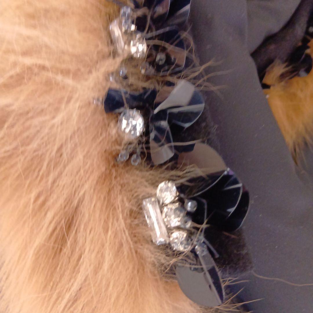 MUVEIL ミュベール ビジュー ファーダウンコート ブラック