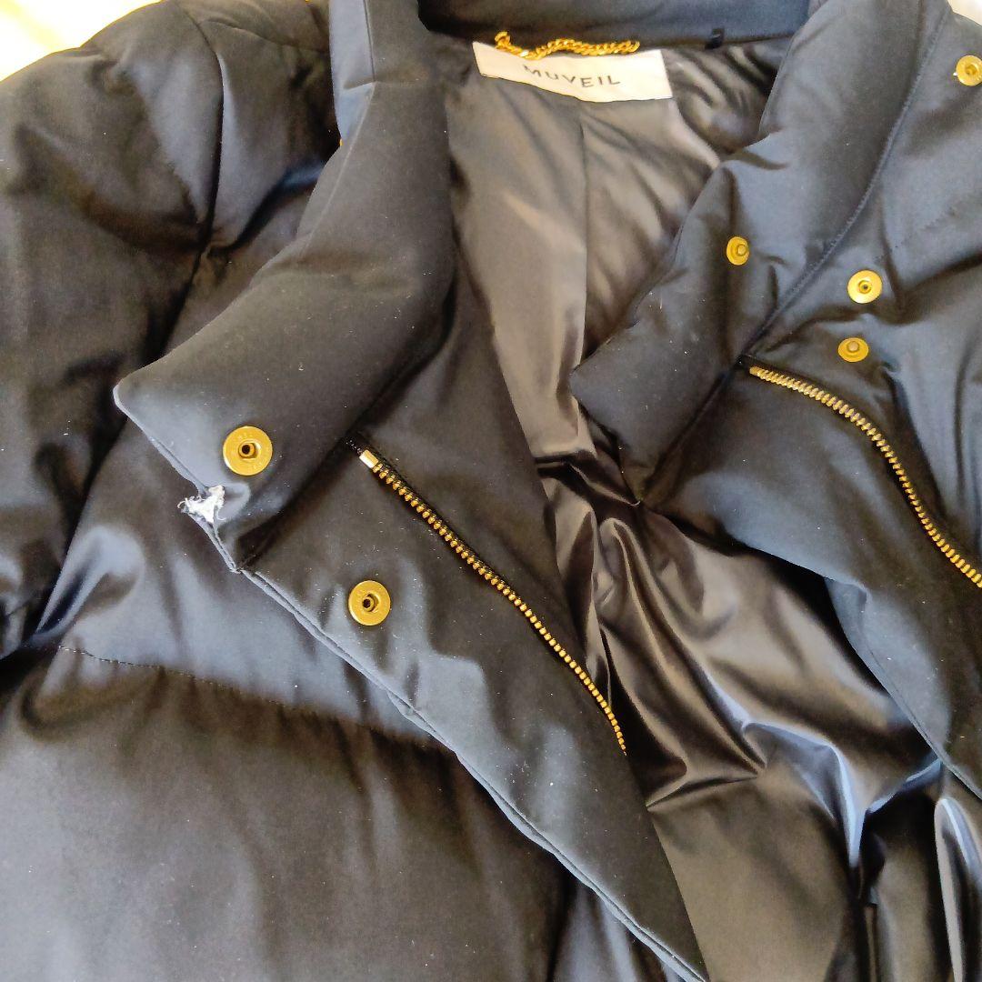 MUVEIL ミュベール ビジュー ファーダウンコート ブラック