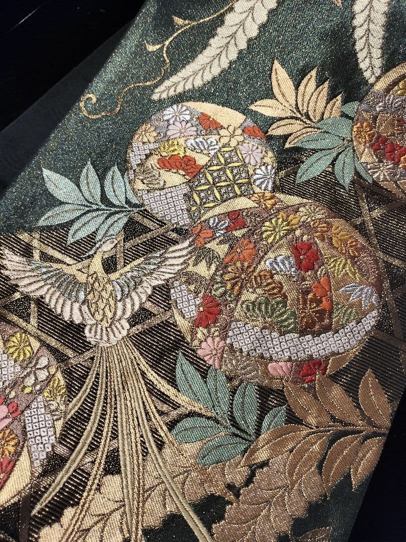 A942★逸品‼️全通帯‼️ひな祭り‼️袋帯正絹テーブルランナー2m14cm