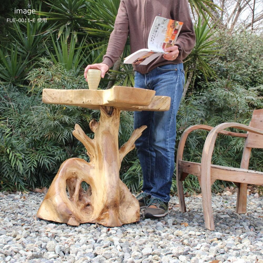 在庫処分 １点もの テーブル 木製 チーク材 天然木 切り株 カフェ 花台 A