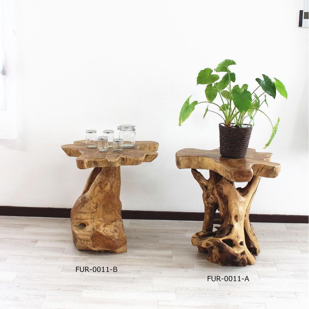 在庫処分 １点もの テーブル 木製 チーク材 天然木 切り株 カフェ 花台 A