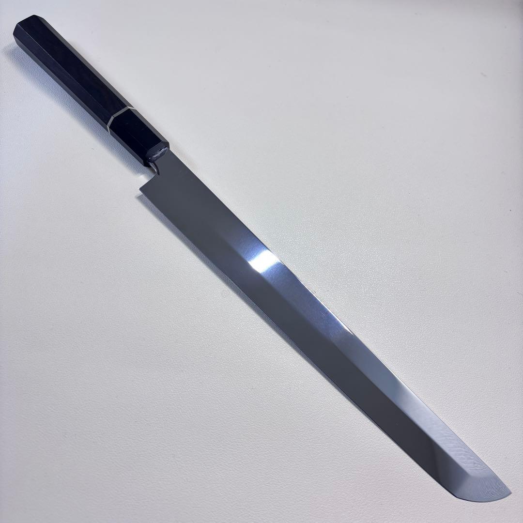 270mm先丸柳刃包丁 鏡面　黒檀黒水牛銀巻八角柄 刺身包丁 全鋼+