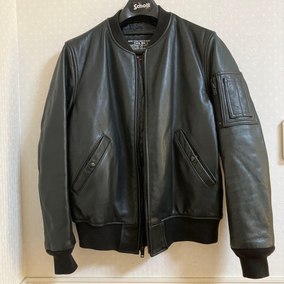 Schott/Supreme MA-1 レザージャケット サイズM