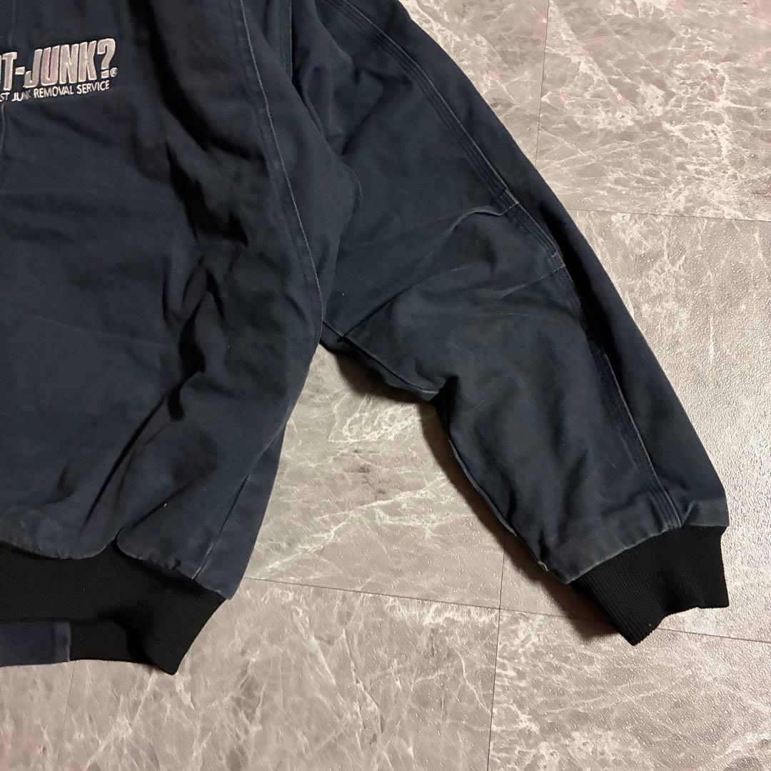 90s BERNE ダック地アクティブジャケット企業刺繍ロゴ ビック刺繍 短丈M