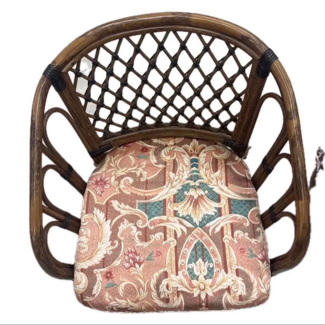 ラタン製　アーム付き回転座椅子　2脚セット