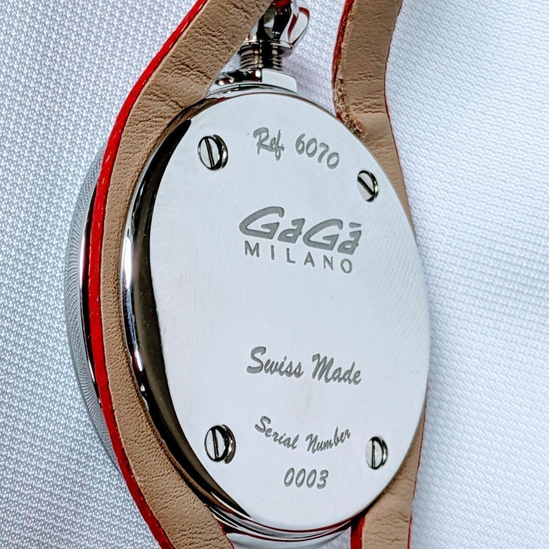 美品 ガガミラノ レディース腕時計フラット42 6070赤レッド箱付きイタリア