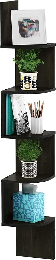 5段 エスプレッソ 壁掛け コーナーシェルフ ロッシ