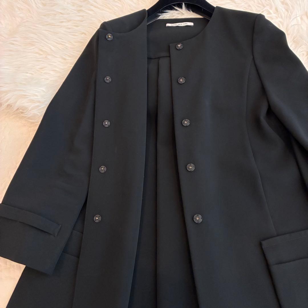 フォクシーニューヨーク♡マットストレッチグログランコート 38 ブラック