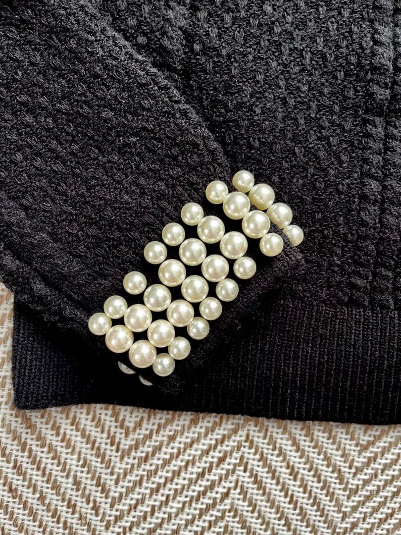 新品未使用　パールニットトップス　anuans ブラック　パール