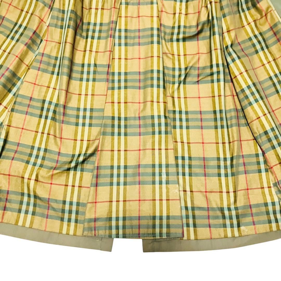 希少✨バーバリー 英国製 トレンチコート チェック ダブル　玉虫色　光沢